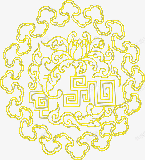 黄色花卉花纹图案背景矢量图ai免抠素材_88icon https://88icon.com 中国风 花纹图案 装饰 黄色 矢量图