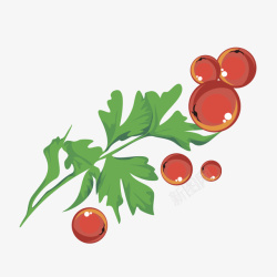 红色番茄绿色树叶矢量图素材