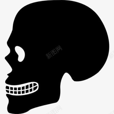 颈骨人类头骨侧面剪影图标图标