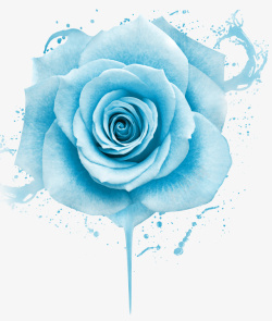 蓝色清新梦幻花朵装饰图案素材