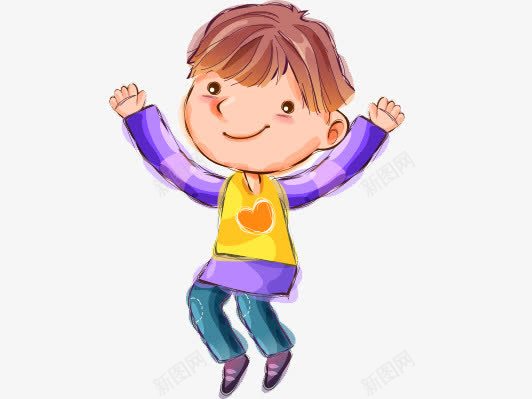 跳跃的小孩png免抠素材_88icon https://88icon.com 卡通 小男孩 跳 运动