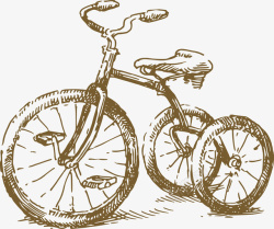 卡通手绘线条三轮自行车素材