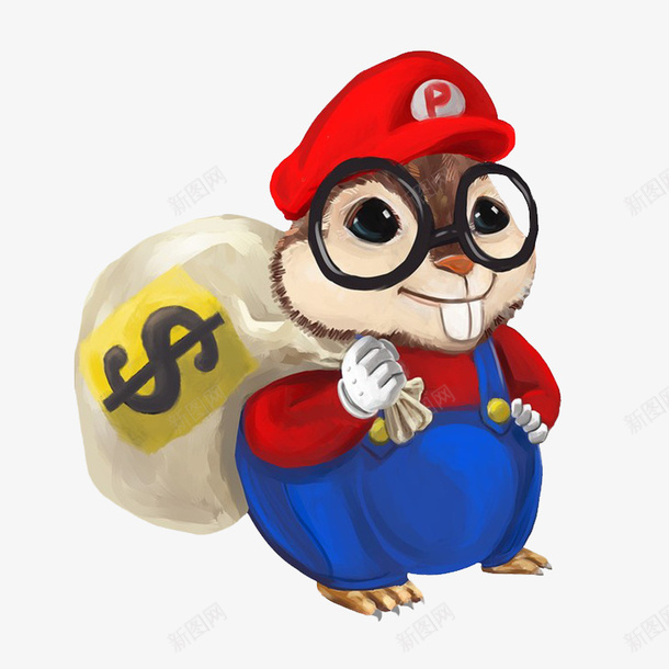 可爱的小松鼠png免抠素材_88icon https://88icon.com PNG素材 动物 小松鼠 戴眼镜的松鼠 钱袋