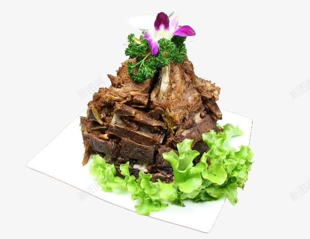 一盘酱骨头png免抠素材_88icon https://88icon.com 产品实物 盘子 肉 酱骨头 青菜