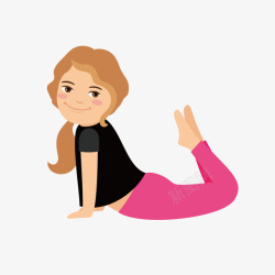 瑜伽健身卡通女孩卡通扁平化人物瑜伽健身矢量图高清图片