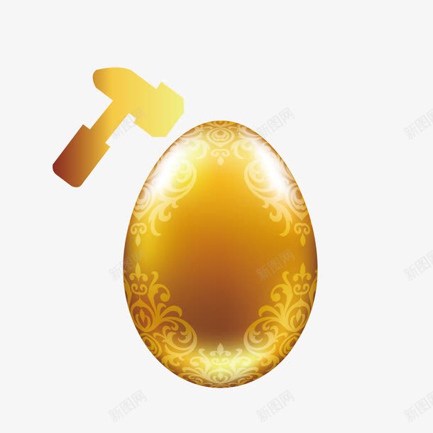装饰砸金蛋插画png免抠素材_88icon https://88icon.com 五一促销 砸金蛋 节日促销 金色 金蛋 锤子 鸡蛋