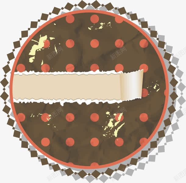 褐色波点案png免抠素材_88icon https://88icon.com 复古 欧式风格 波点 矢量图案 装饰标签 褐色