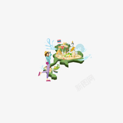 春天旅行的女孩素材
