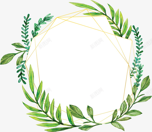 手绘风绿色树叶边框矢量图ai免抠素材_88icon https://88icon.com 小清新 手绘风 树叶 树叶边框 矢量png 绿色树叶 矢量图