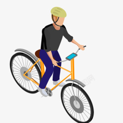 手绘运动男士骑单车素材