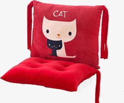 一体加厚保暖椅垫红底黑白猫素材