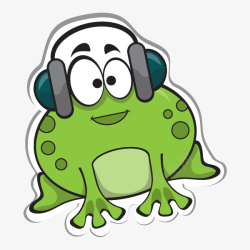 戴耳机听歌的青蛙素材