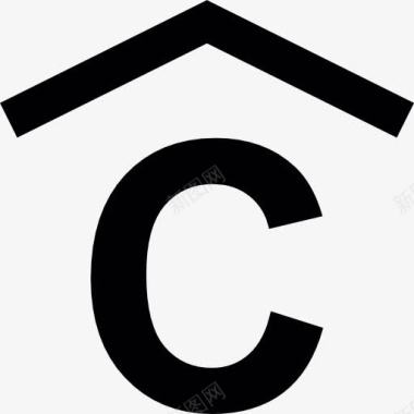 大写字母C与雪佛龙箭头上图标图标