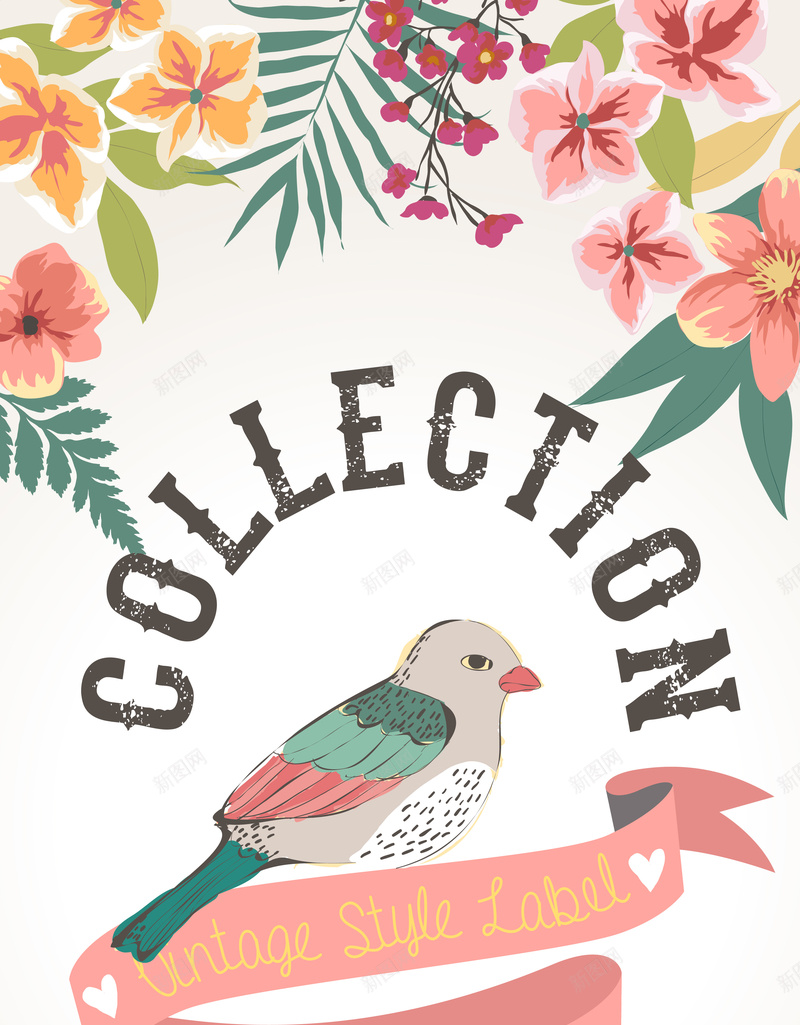 手绘花鸟背景矢量图ai设计背景_88icon https://88icon.com 卡通 手绘 海报 童趣 背景 花鸟 矢量图