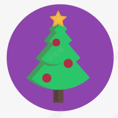 紫色本子卡通圣诞树紫色底纹图标图标