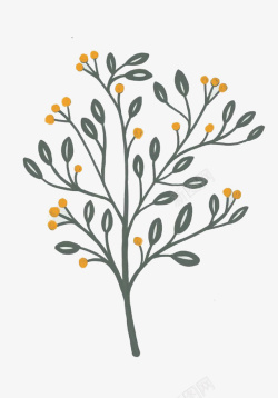 灰色树叶黄色花朵素材