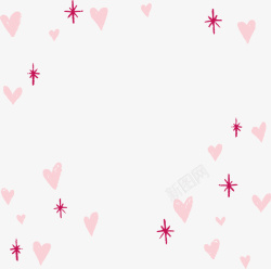 粉红色爱心星星花纹矢量图素材