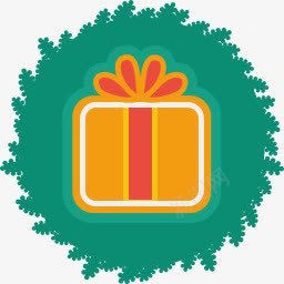 超大礼物盒圣诞节礼物盒图标绿背景图标