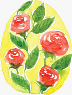 手绘水彩玫瑰彩蛋矢量图素材