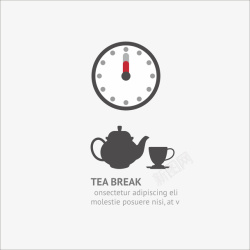 扁平化茶具钟表矢量图素材