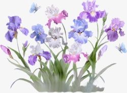 蓝色花丛手绘蓝色花朵花瓣花丛高清图片