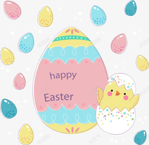 爱复活节彩蛋和鸡仔矢量图ai免抠素材_88icon https://88icon.com easter happy 复活节 彩蛋 花纹 鸡仔 矢量图