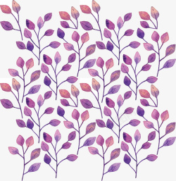水彩紫色树叶花纹矢量图素材