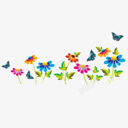 蝴蝶与鲜花矢量图素材