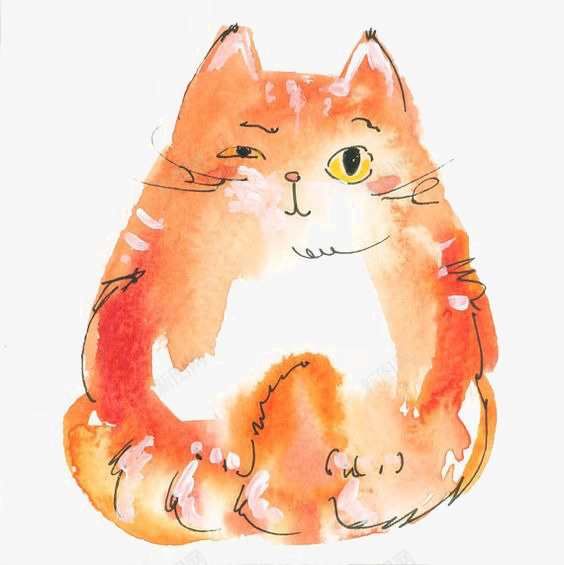 猫png免抠素材_88icon https://88icon.com 卡通 手绘 插画 文艺 水彩 清新 猫