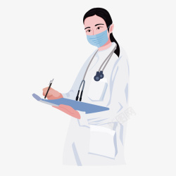 医生护士矢量图戴口罩的卡通医生高清图片