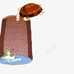 井底之蛙插画素材