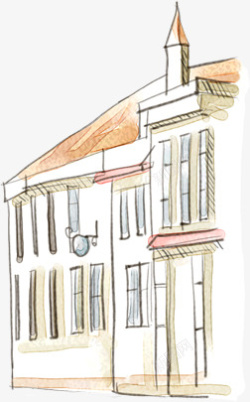卡通红房子卡通手绘别墅房子高清图片