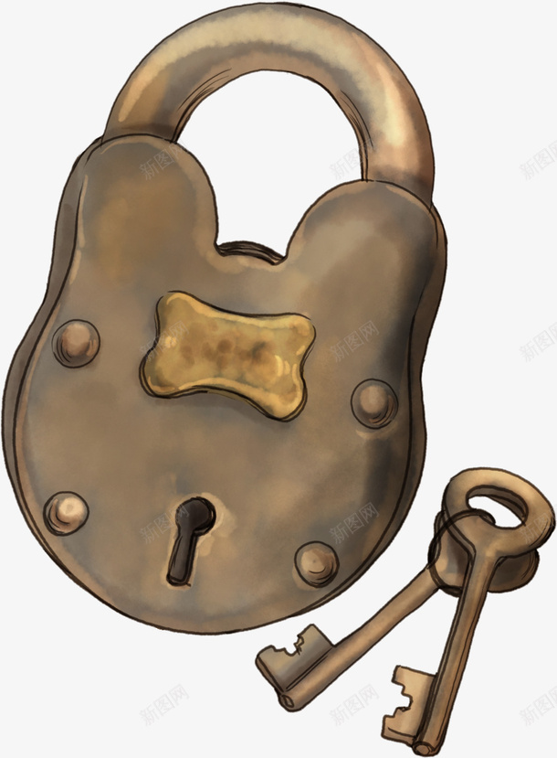 卡通锁和钥匙png免抠素材_88icon https://88icon.com 卡通画 矢量装饰 装饰 金属 钥匙 锁