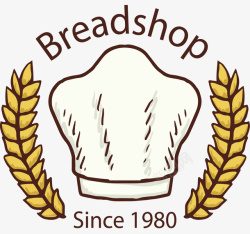 面包烘焙师帽子标签矢量图素材