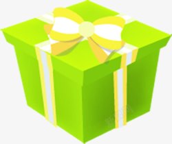 红白相间礼物盒绿色的礼物盒及黄白相间的蝴蝶结高清图片