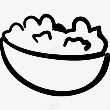 爆米花的手绘碗图标图标