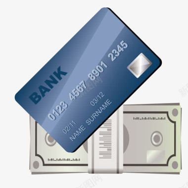 银行银行卡和钱矢量图图标图标