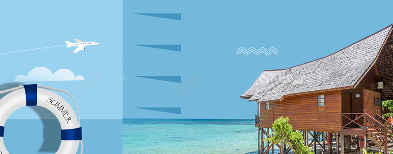 马尔代夫度假小清新休闲蓝色背景背景