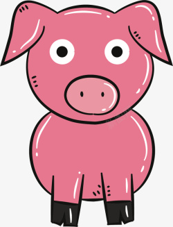 粉色手绘小猪元素矢量图素材