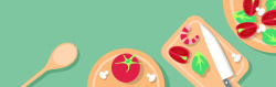 简约木勺水果大气墨绿餐饮海报背景矢量图高清图片