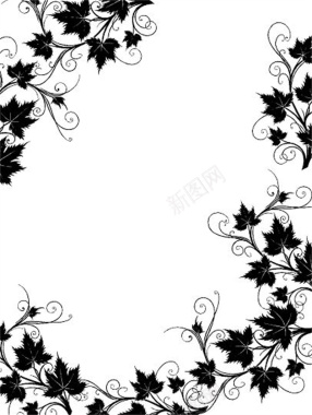 黑白花纹花朵海报背景矢量图背景