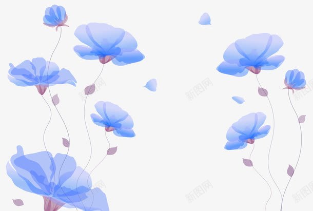 蓝色花朵背景图png免抠素材_88icon https://88icon.com 手绘 水墨 背景 花朵 蓝色 蓝色花朵