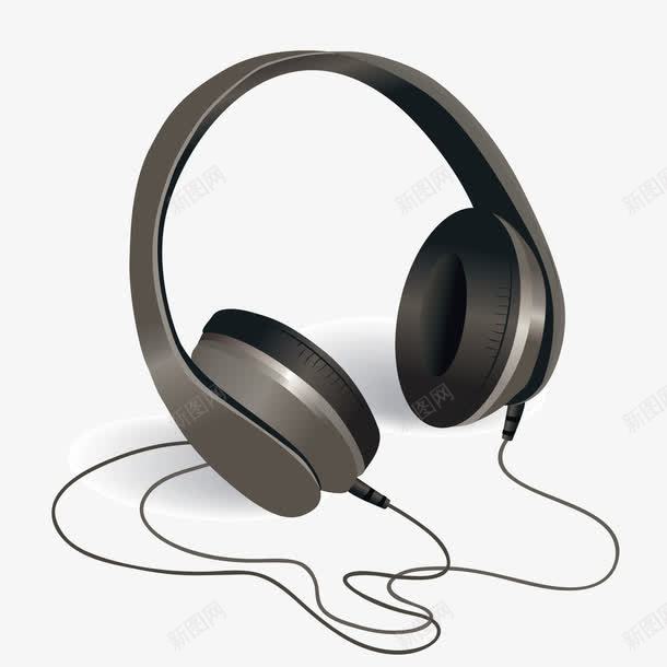 耳机png免抠素材_88icon https://88icon.com 3D PNG免抠图下载 听歌 插线耳机 音乐 黑色