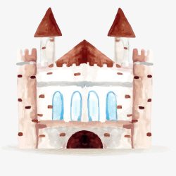 手绘水彩绘画建筑物欧式城堡素材