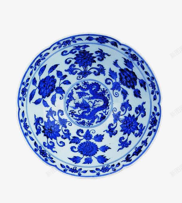 产品实物png免抠素材_88icon https://88icon.com 圆盘 清华瓷 白地蓝花