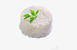 白色蒸米饭的香菜叶素材
