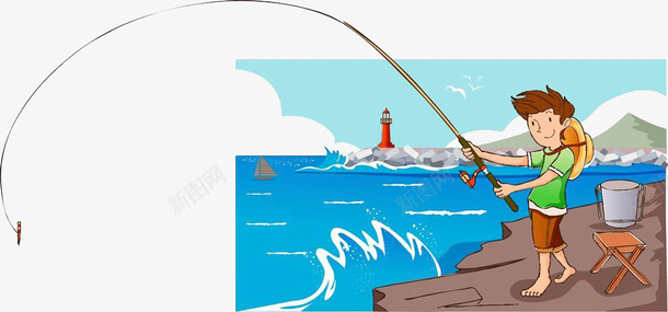海边钓鱼png免抠素材_88icon https://88icon.com 卡通渔业 卡通钓鱼 渔业 钓鱼