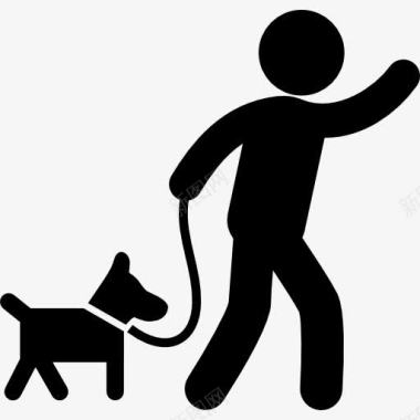 行走老鼠男人抱着一只狗和一个带走图标图标