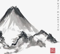 水墨画山矢量图素材