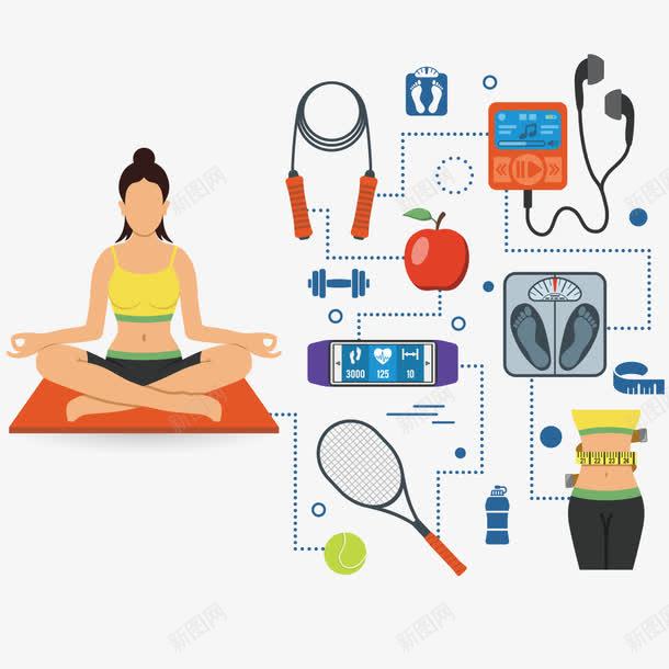 女子运动健身装备矢量图ai免抠素材_88icon https://88icon.com 杩愬姩 浣撻噸 璺崇怀 鍋韩 鐦韩 矢量图